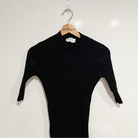 modern citizen black ribbed mockneck midi dress - Picture 2 of 8